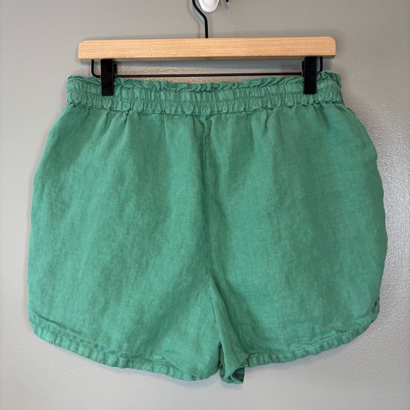 Faherty Medium Laguna Linen Tie Waist Pull On Shorts Green - Picture 4 of 6